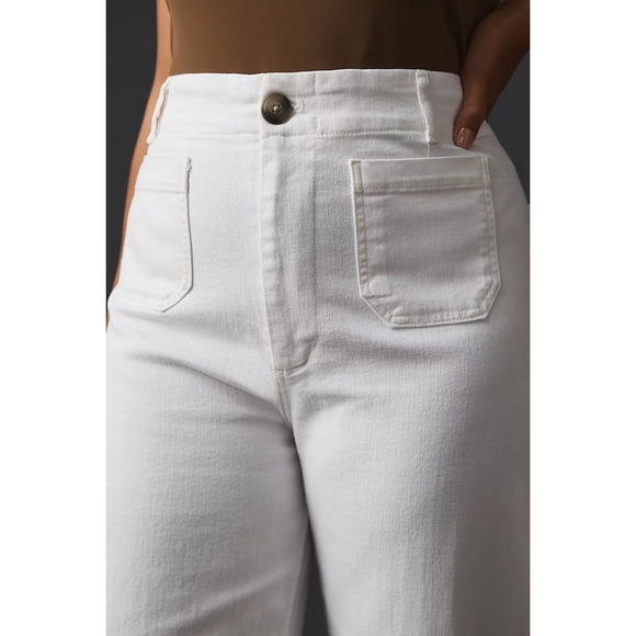 Anthropologie Maeve The Colette Crop Wide-Lean Jeans - White - Sz 26, 27" Inseam - Picture 3 of 4